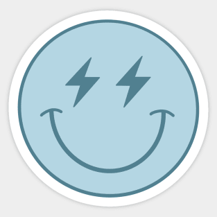 Blue lightning bolt smiley face Sticker